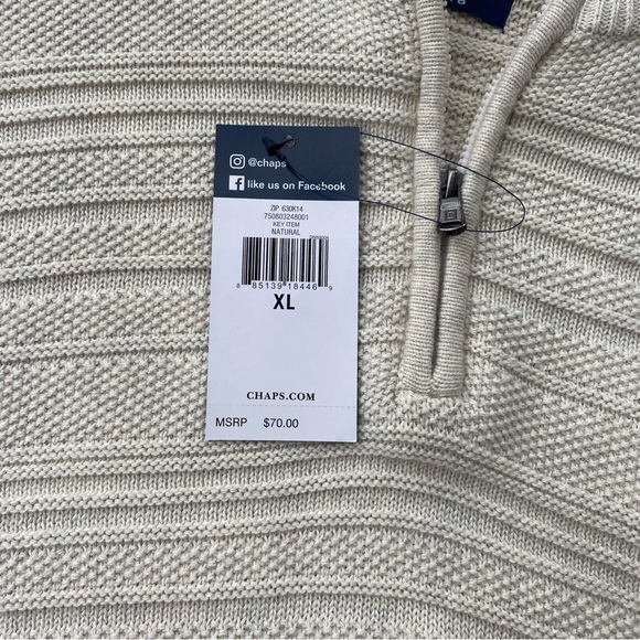 Chaps Men’s 1/4 Zip Pullover Sweater - Picture 5 of 5